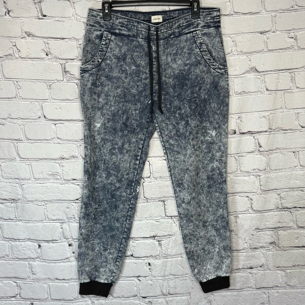 SNEAK PEEK Baggy Acid Wash Blue Stretch Joggers Pants Denim-like MEDIUM